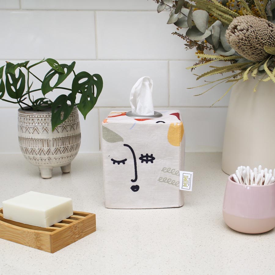 square-tissue-box-cover-bathroom-line-art-face-print-boho-homewares-mimi-handmade-australia