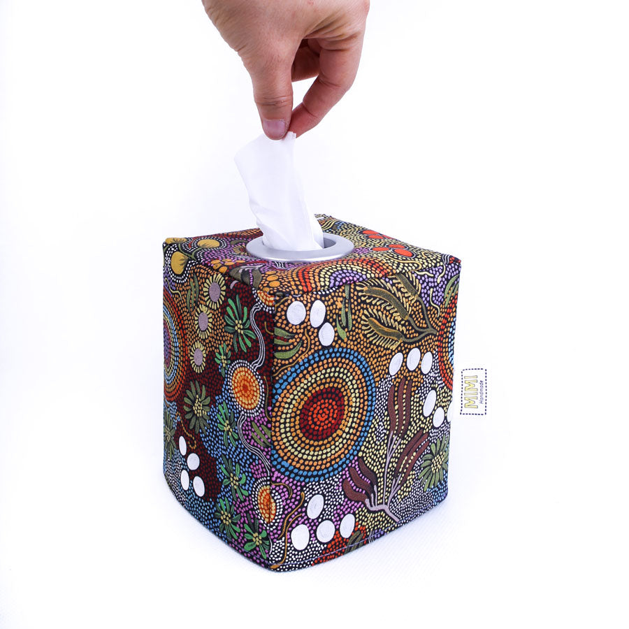 square-tissue-box-cover-dots-aboriginal-homewares-bush-tucker