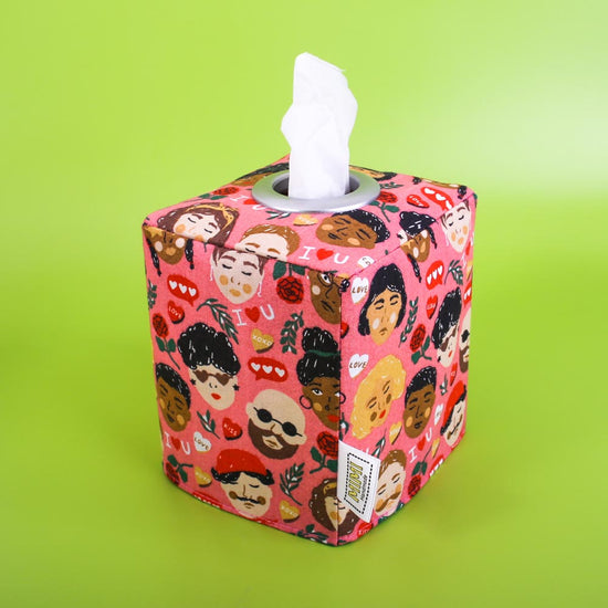 Load image into Gallery viewer, square-tissue-box-cover-love-heart-rockabilly-style-mimi-handmade-australia
