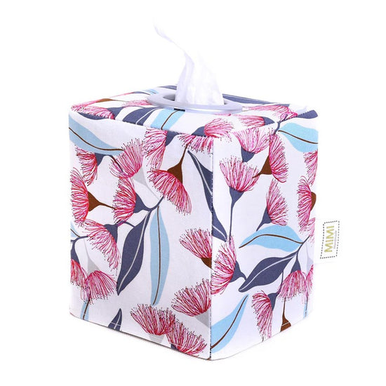 Load image into Gallery viewer, square-tissue-box-holder-pink-flowering-gum-australiana-gifts

