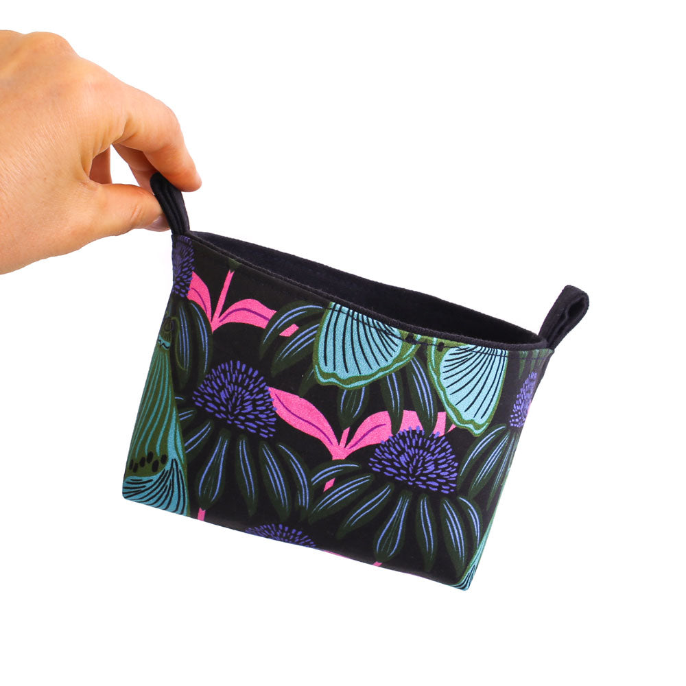 storage-basket-black-purple-flowers-dark-academia-decor-mimi-handmade-australia