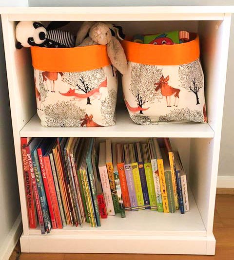 Load image into Gallery viewer, storage-baskets-for-shelves-woodland-orange-mimi-handmade-australia
