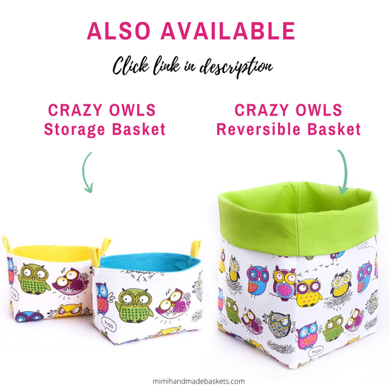 Load image into Gallery viewer, storage-baskets-owl-multicoloured-mimi-handmade-australia
