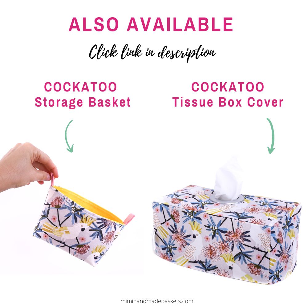 Load image into Gallery viewer, tissue-box-cover-cockatoo-storage-basket-australiana-homewares-mimi-handmade

