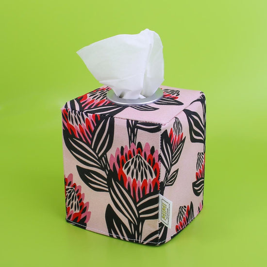 tissue-box-cover-pink-flowers-protea
