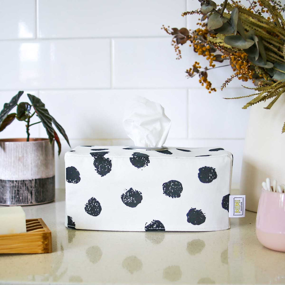 tissue-box-cover-white-black-dots-monochrome-home-decor-mimi-handmade-australia