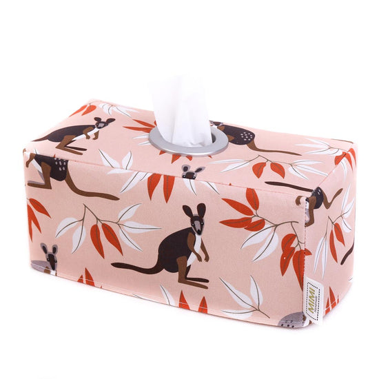 Load image into Gallery viewer, tissue-box-holder-pink-kangaroo-australiana-gifts-mimi-handmade-australia
