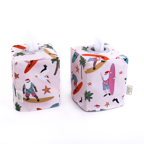 two-xmas-tissue-box-covers-surfing-santa-christmas-home-decor-mimi-handmade-australia