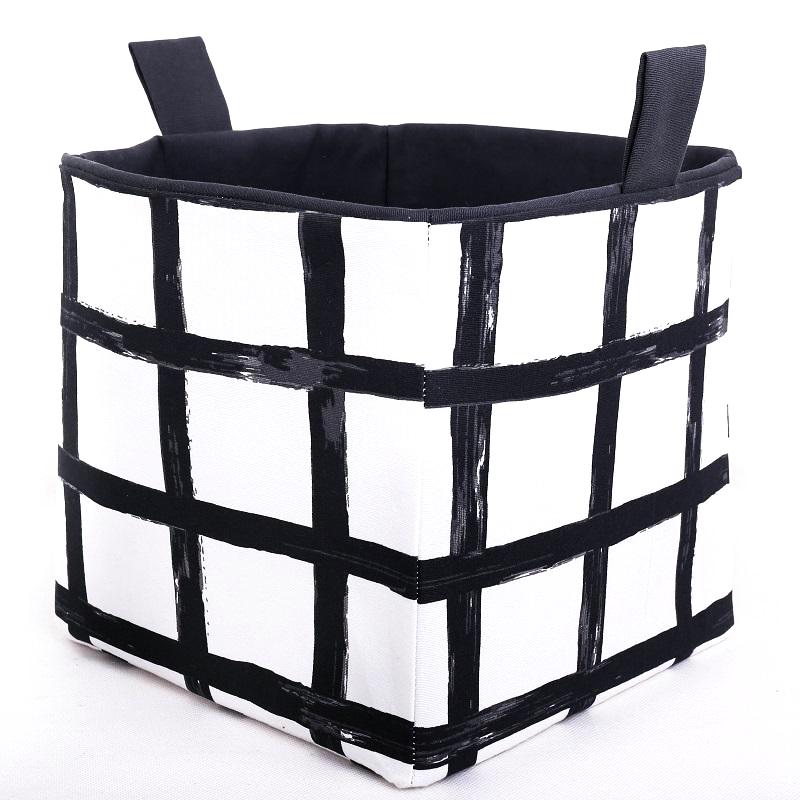cube-storage-basket-with-handles-for-shelves-black-white-grid