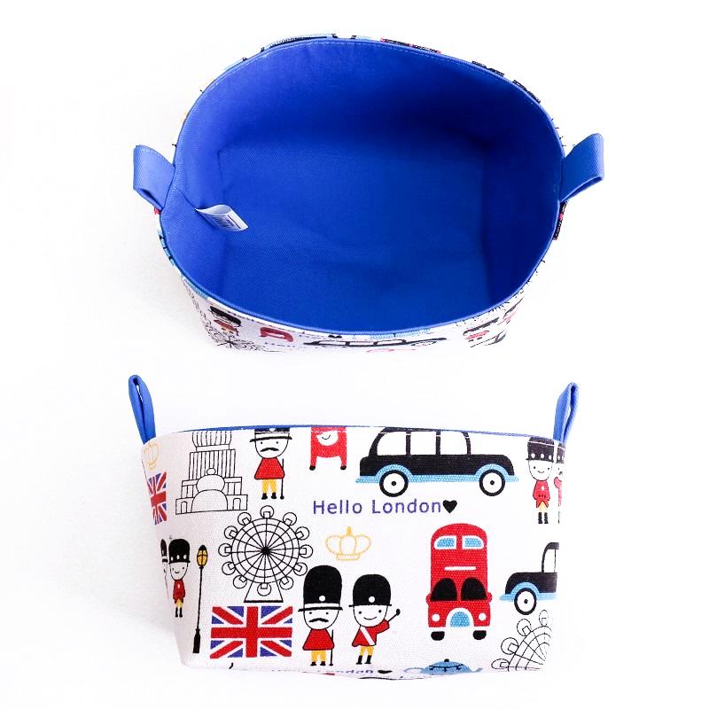 blue rectangular storage baskets for London theme Nursery kids children bedroom, made in Australia by MIMI Handmade Baskets