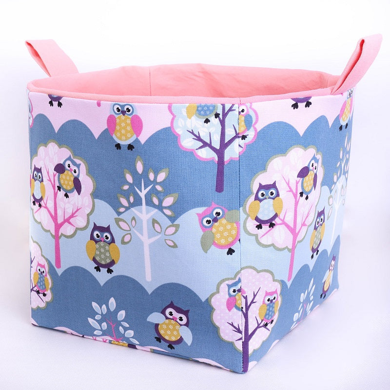 cube-basket-pink-woodland-owls-27x27x27cm