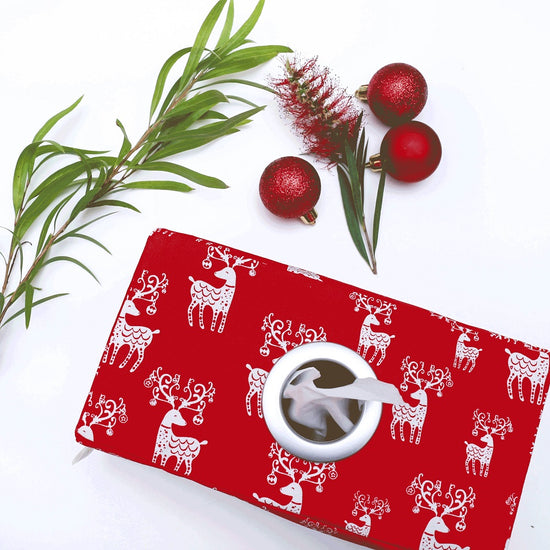 Load image into Gallery viewer, Scandi Christmas homeware decor, red reindeee tissue box cover, christmas table decor handmade by MIMI Handmade, NSW Australia 
