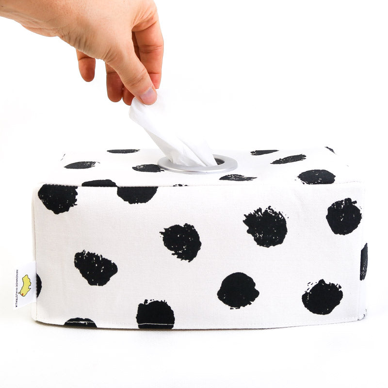 Load image into Gallery viewer, black-and-white-dalmatian-spots-print-rectangular-tissue-box-cover-home-decor
