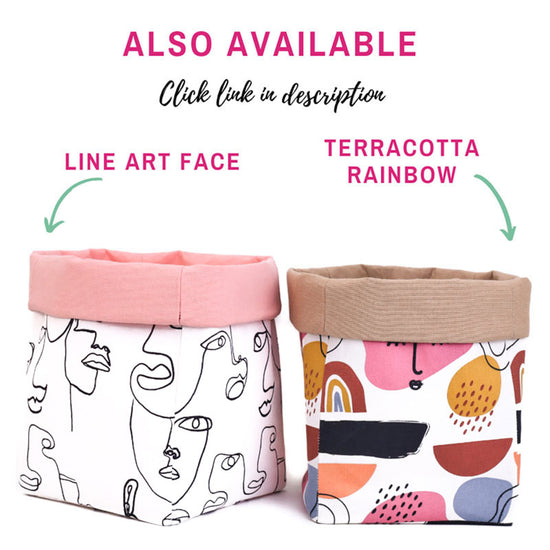 complementary-minimalist-boho-chic-storage-baskets-terracotta-rainbow-and-art-line-face-styles-by-MIMI-Handmade-Australia