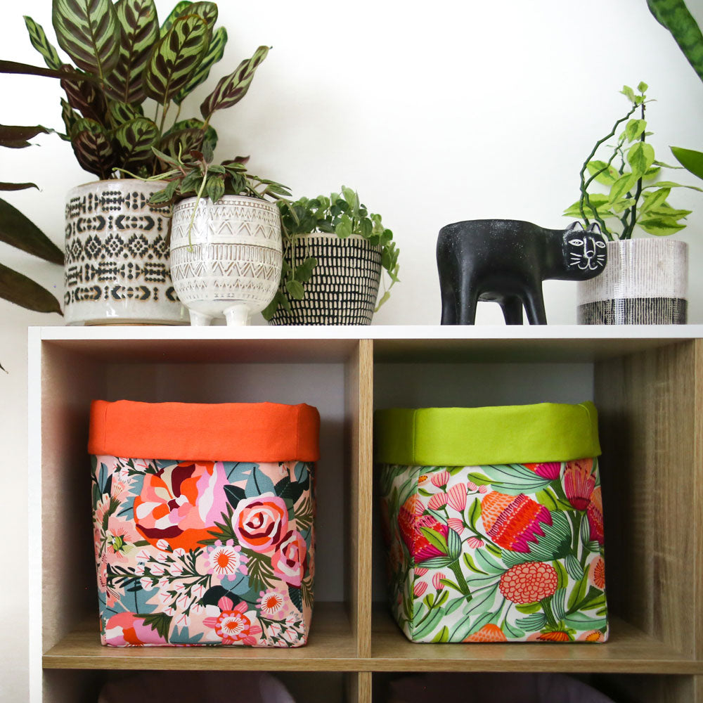 Buy Storage Basket Plant Pot Cover | Pastel Flowers Print – MIMI ...