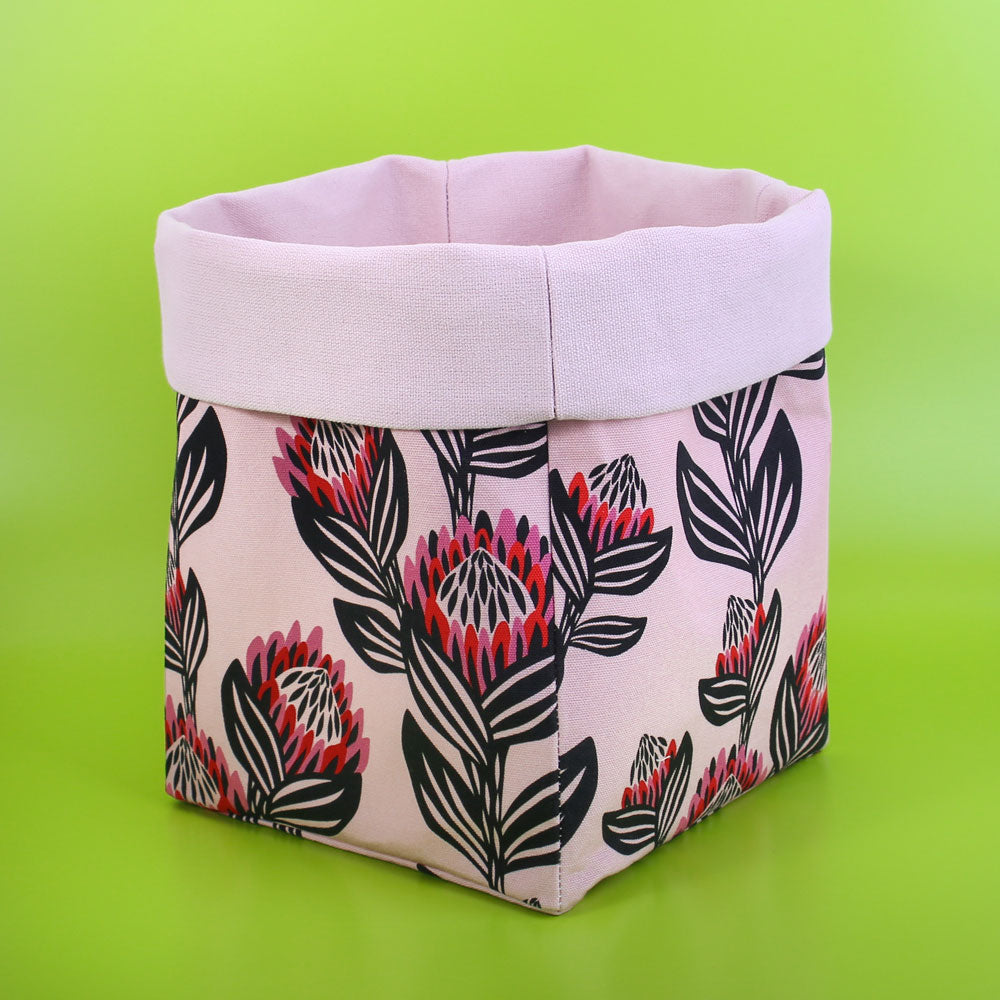 cube-storage-boxes-pink-protea-floral-basket-mimi-handmade-australia