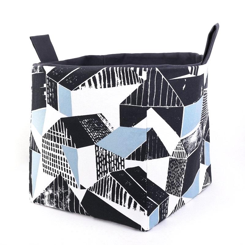 collapsible-storage-cube-black-geometric-monochrome-homewares-mimi-handmade-australia