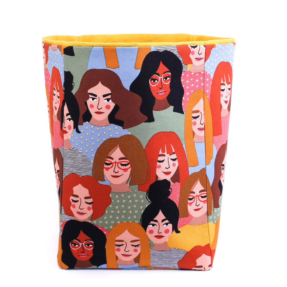 fabric-basket-reversible-women-faces-yellow-top-unfolded-mimi-handmade