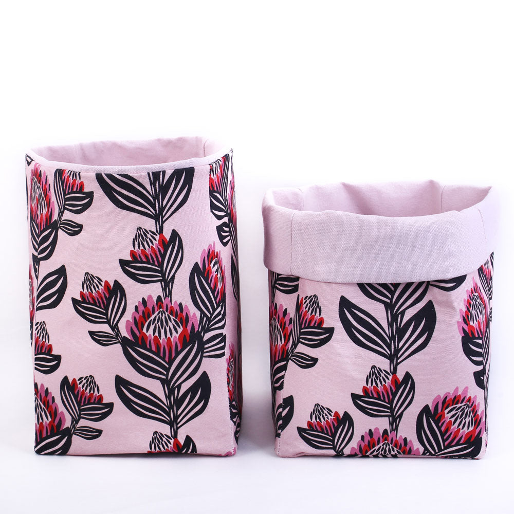 folding-baskets-pink-protea-flowers-mimi-handmade-australia