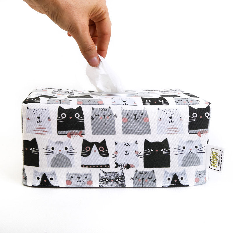Load image into Gallery viewer, funky-black-and-white-cats-rectangular-tissue-box-cover
