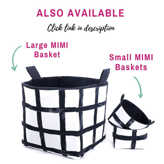 large-black-and-white-geometric-cube-storage-basket-for-KALLAX-shelves-next-to-set-of-2-mini-organisers-for-monochrome-lovers-handmade-in-Australia-by-MIMI-Handmade