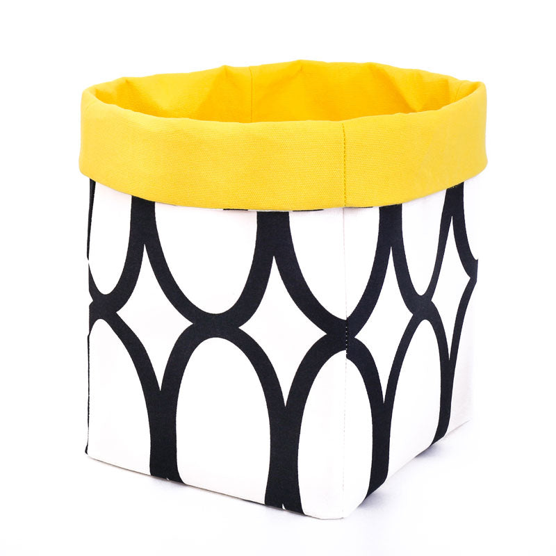 modern-abstract-geometric-black-circle-yellow-foldable-storage-basket
