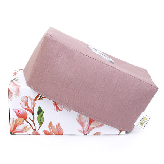 pink linen rectangular tissue box holder