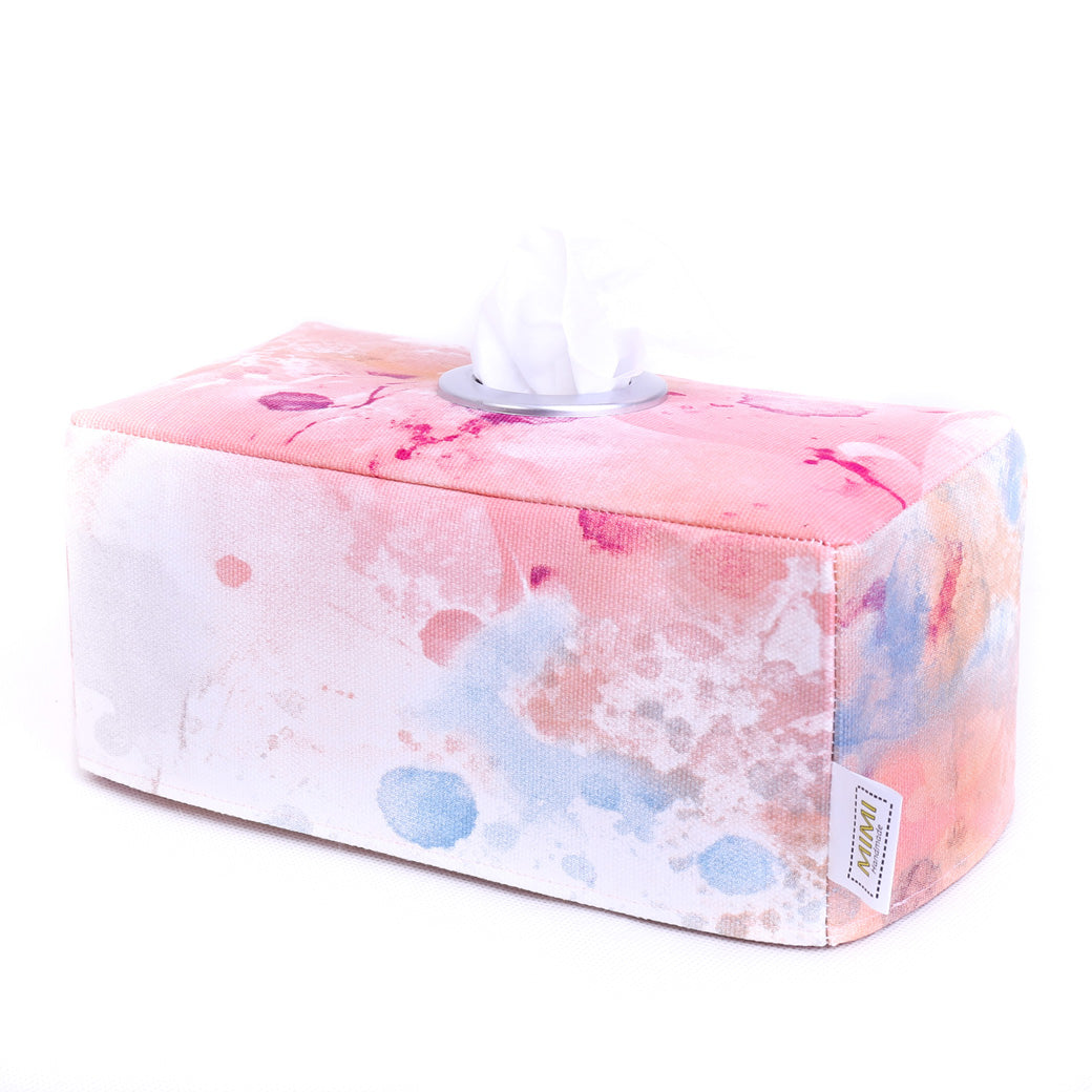 Load image into Gallery viewer, pink-ocean-rectangular-watercolour-cotton-tissue-box-holder-to-cover-ugly-tissues-made-in-Australia-by-MIMI-Handmade
