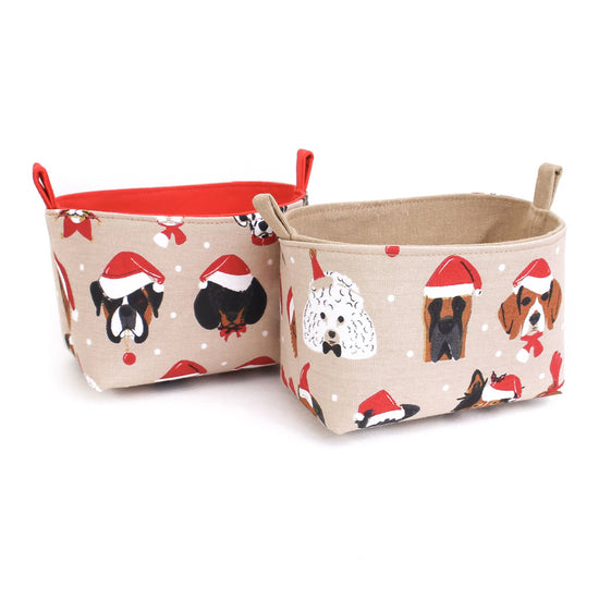 set-of-2-christmas-baskets-festive-dogs-beige-red-mimi-handmade-australia