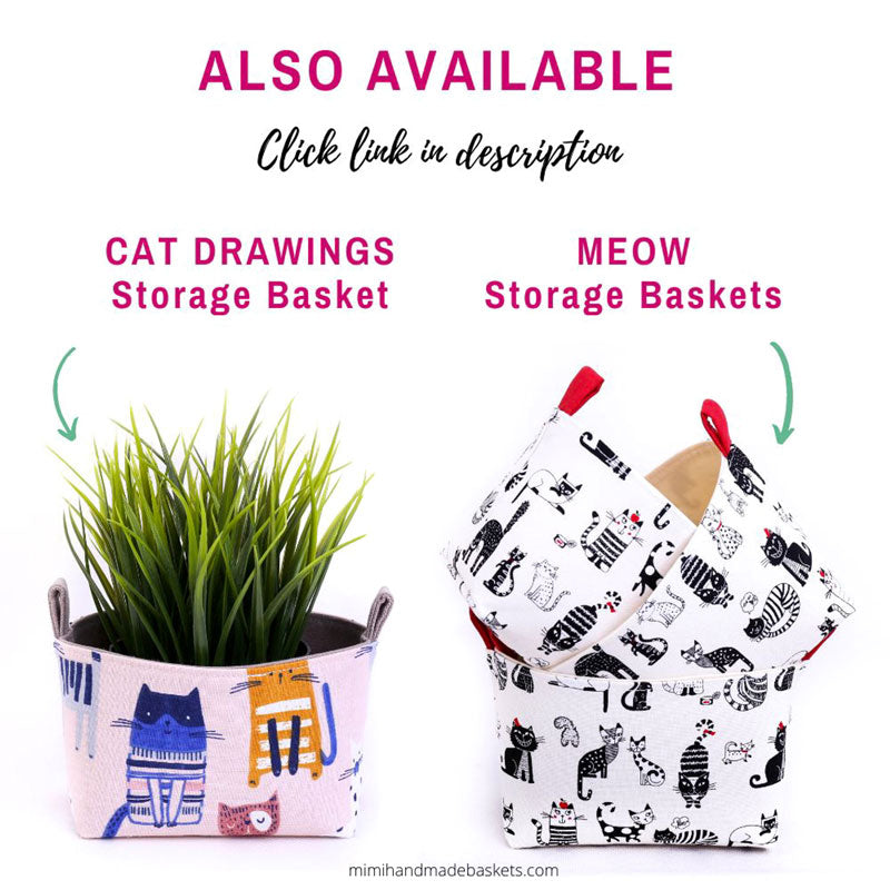 PINK CAT DRAWINGS - Small Storage Basket