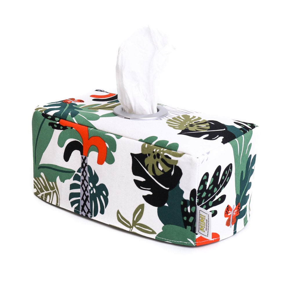 Load image into Gallery viewer, tropical-palm-tree-and-monstera-leaf-fabric-tissue-box-cover-holder-by-MIMI-Handmade
