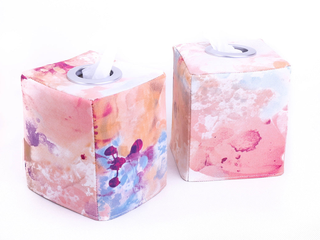 Load image into Gallery viewer, square-tissue-box-covers-pink-watercolour-mimi-handmade-australia
